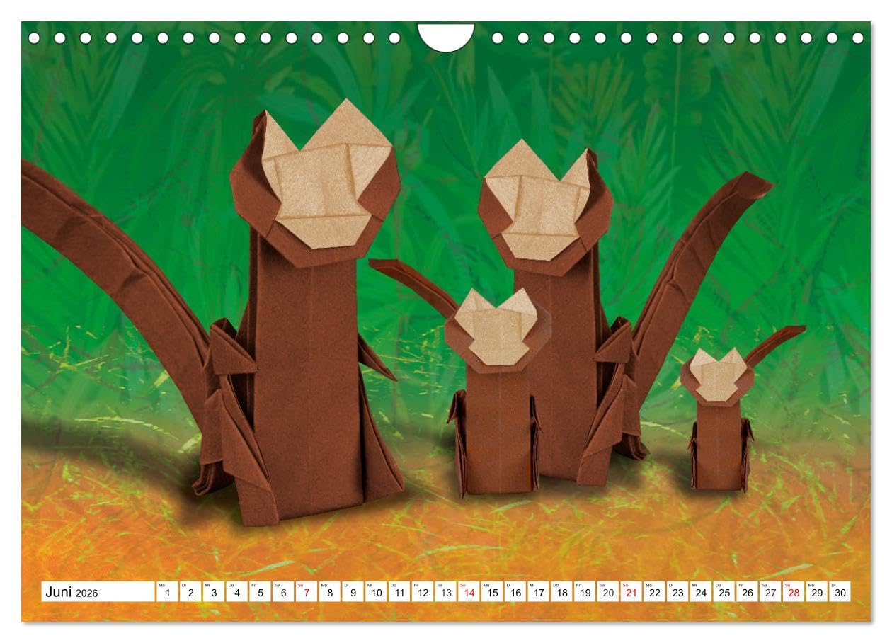 ORIGAMI - Kreativität ohne Grenzen (Wandkalender 2026 DIN A4 quer), CALVENDO Monatskalender: Kreative Papierfaltkunst, integriert in farbenfrogen Fotocollagen