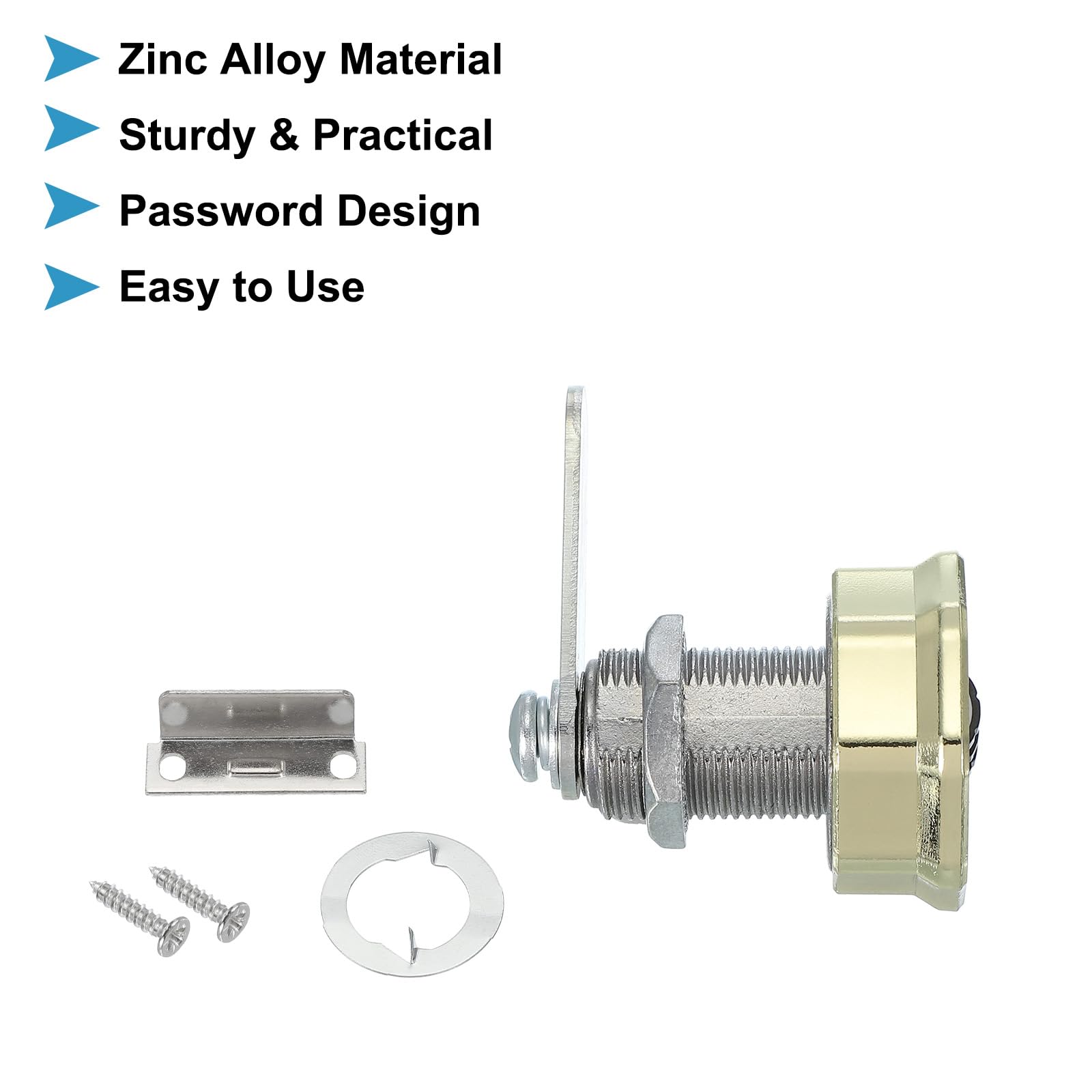 PATIKIL Combination Cam Lock Zinc Alloy Keyless 3-Digit Password File Cabinet Lock 1" Cylinder Chrome Finish Security Lock with Screw for Drawer Cupboard Gold - Image 3