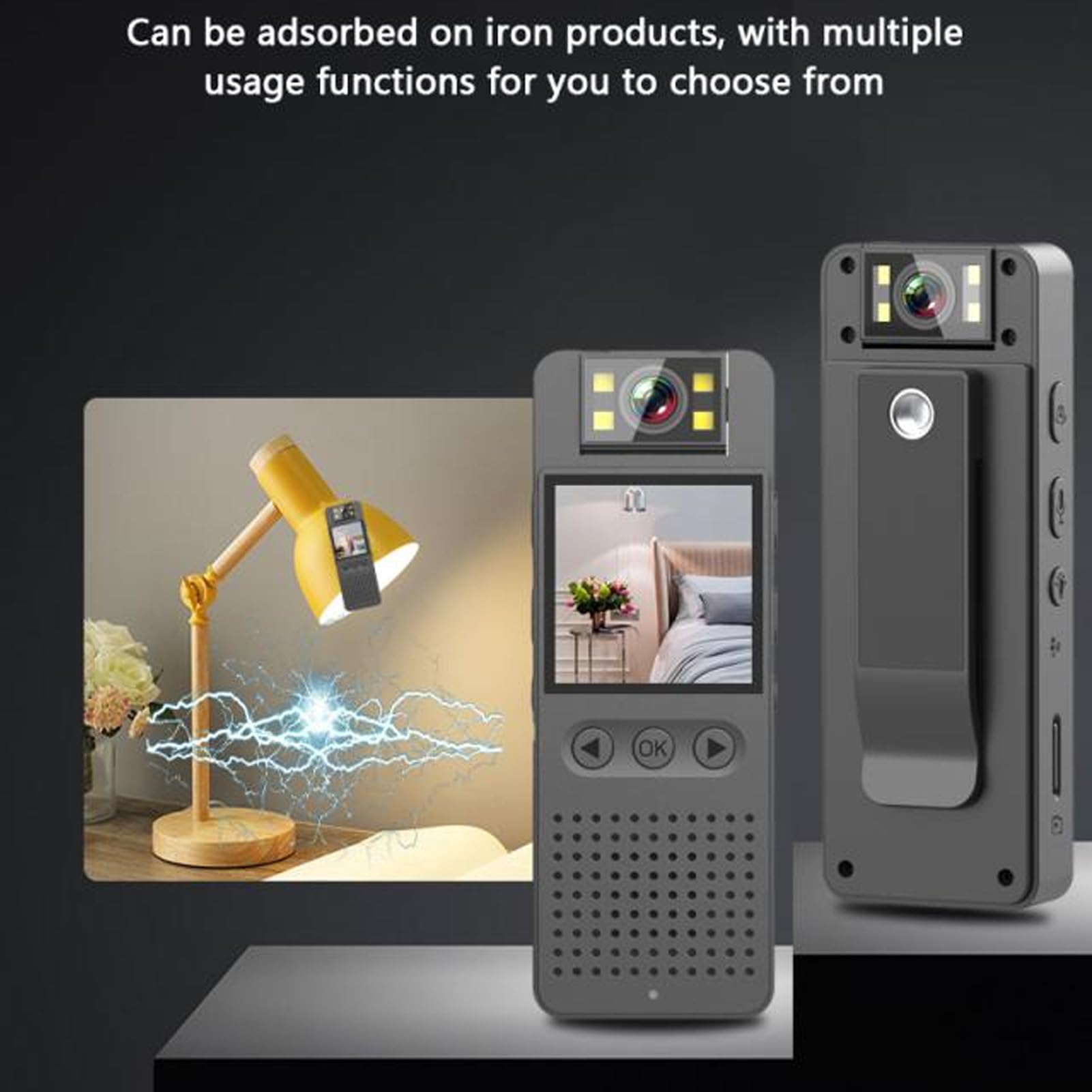 Vikye Mini Telecamera per il Corpo, Monitor Remoto WiFi HD 1080P, Videocamera Indossabile con Visione Notturna per Registrazioni Quotidiane, Ciclismo, attività All'aperto