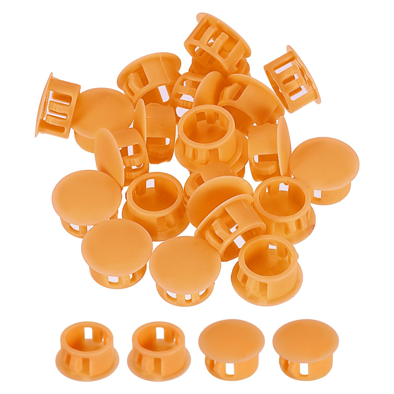 sourcing map Hole Plugs 100pcs 16mm(5/8-Inch) Plastic Plugs for Round Holes Flush Type for Furniture Cabinets Machines Hardware Fencing Post Pipe, Orange