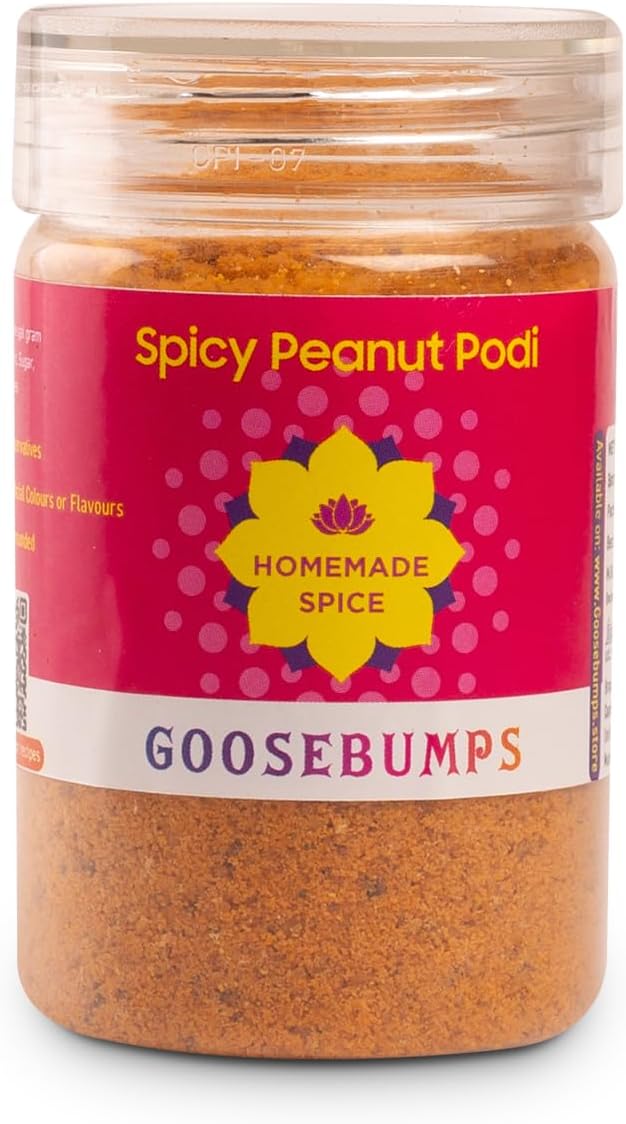 Goosebumps Spicy Peanut Podi | Idli Dosa Chutney Powder | Traditional, Home-made, Dry Roasted | Vegan Spice | 100% Natural Ingredients | Artisanal & Authentic | 90 GMS