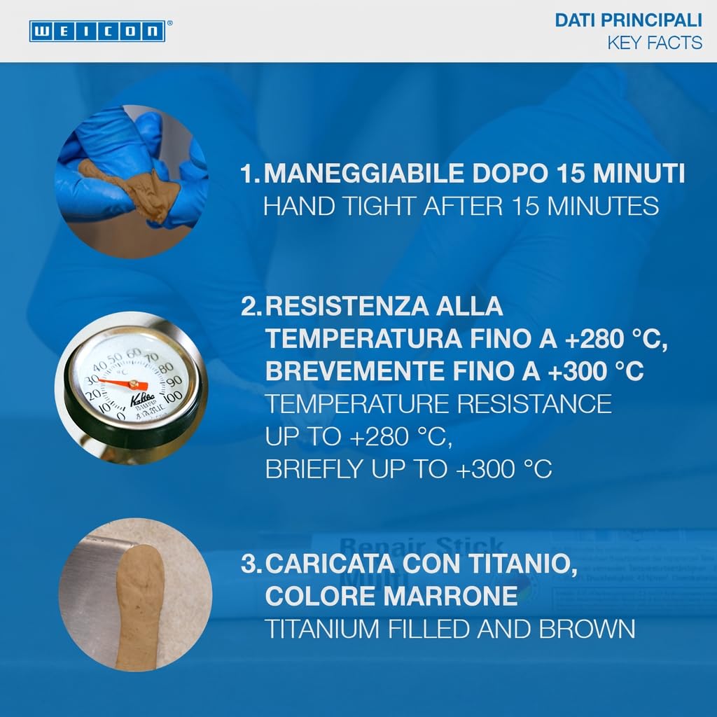 WEICON Barretta Alluminio 57 g | Adesivo bicomponente per riparazioni | Non arrugginisce