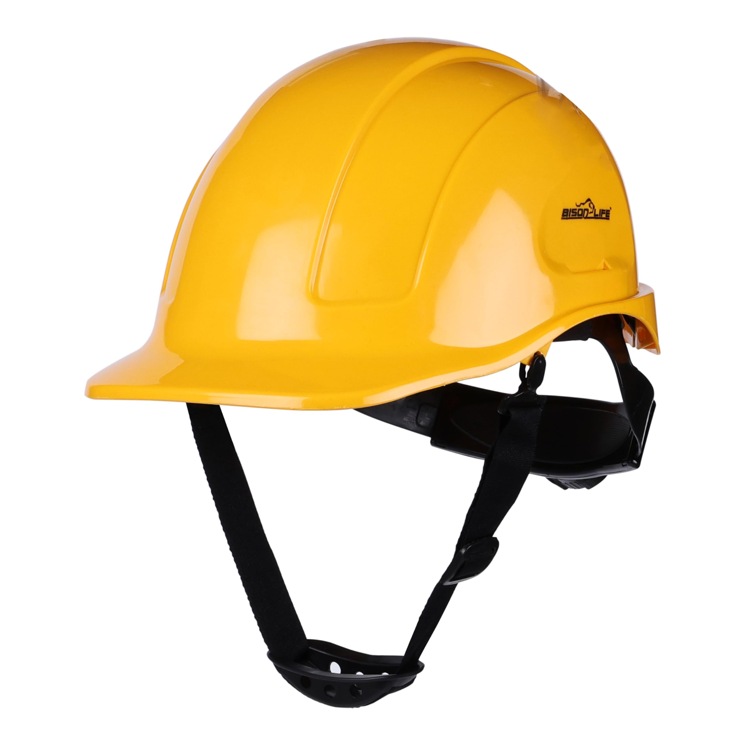 Bison Life TorShell ABS Non-Vented Safety Helmet, Nylon 6-Point Harness & Adjustable Ratchet, Industrial Head Protection for Construction, Mining & Maintenance, Yellow