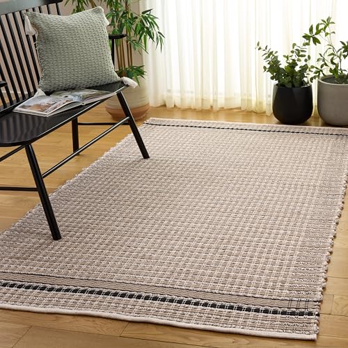 Tapete decorativo beige y negro 5x8 SAFAVIEH miniatura 1
