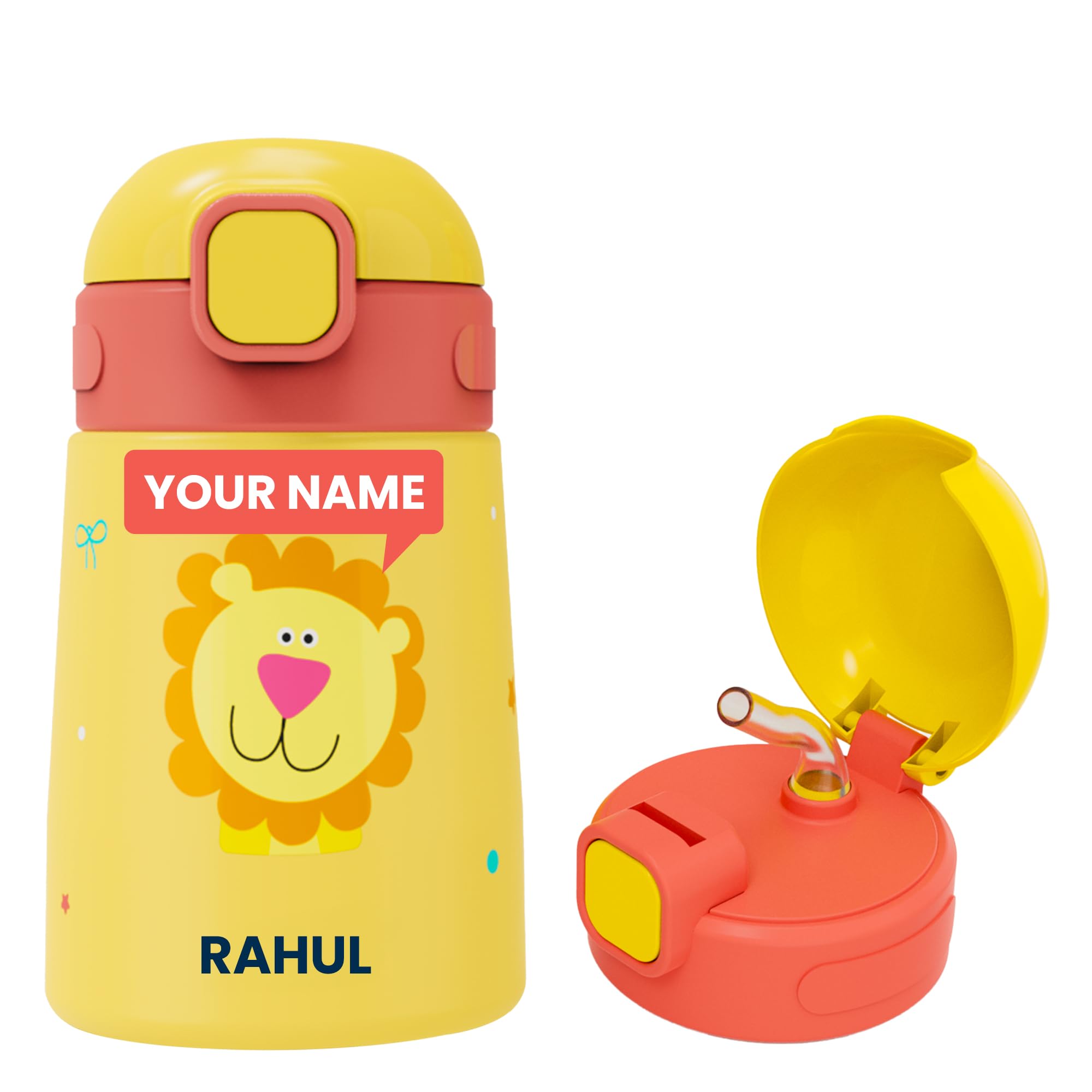 rabitat Milo Stainless Steel Water Bottle 350ml | 2 Year Brand Warranty | BPA Free | Leakproof Steel Sipper Bottle for Kids | Flip Lock Lid with Straw | Easy Carry Handle | Sky Hoot — Amazon image 8
