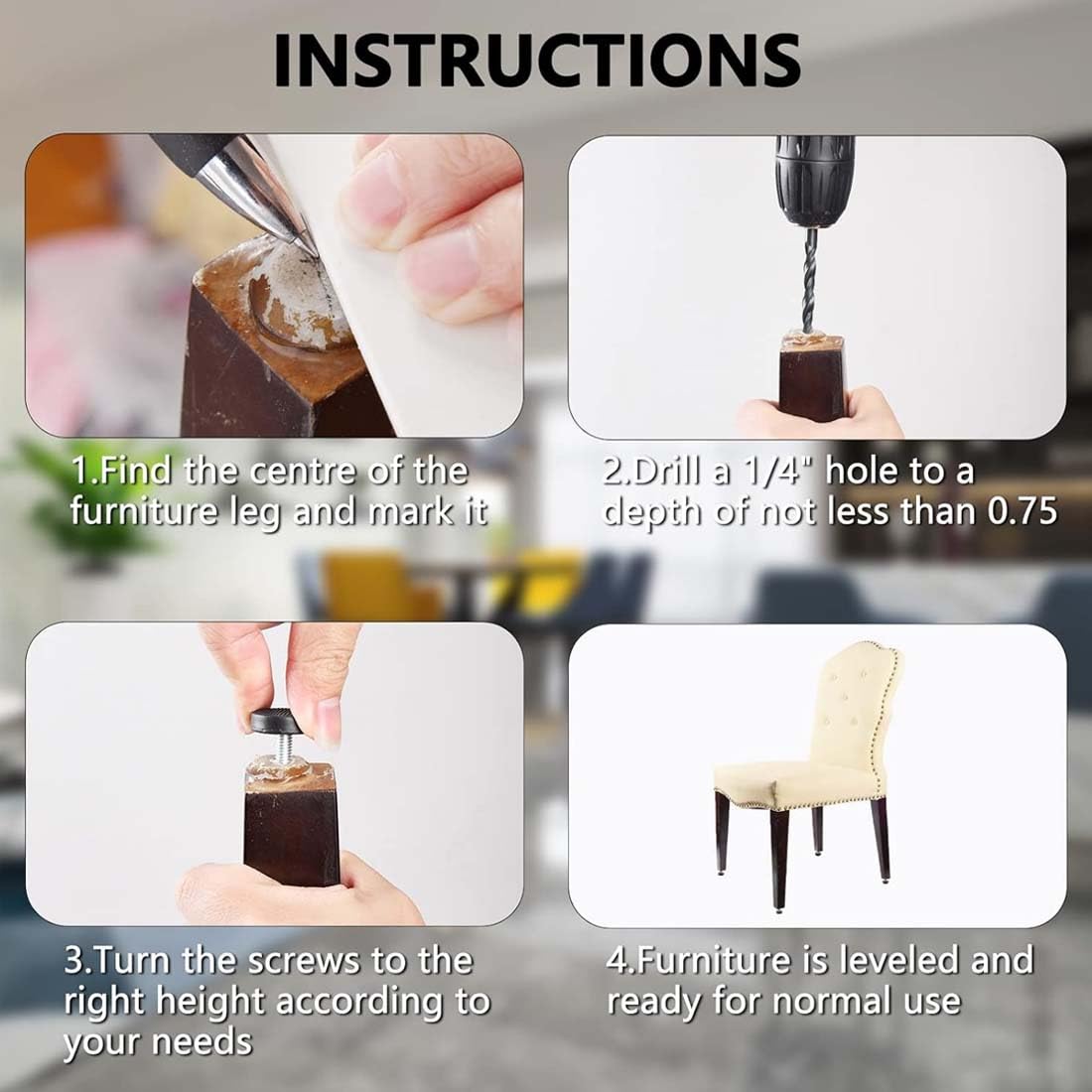 Pied de Table reglable, Lot de 16 pieds de nivellement réglables en hauteur 22MM pour pieds de meubles, pieds de meubles, pieds de nivellement robustes avec écrous en T à visser