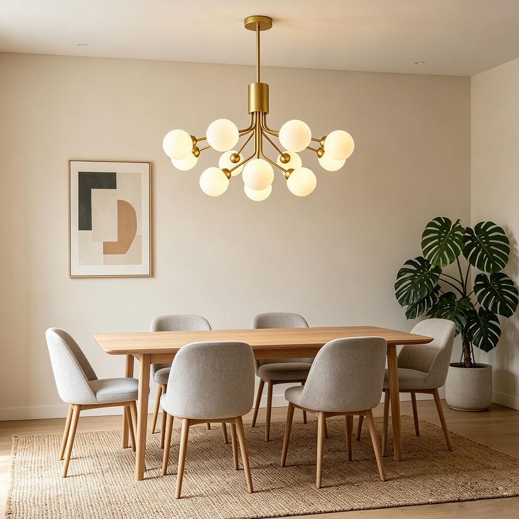 Deckenleuchte Gold Moderne Sputnik-Kronleuchter Hängelampe Schlafzimmer Lampe Hängend Kronleuchter Gold Köpfen Für Wohnzimmer, Esszimmer, Küche, Schlafzimmer Goldene Hängende Innendeckenbeleuchtung