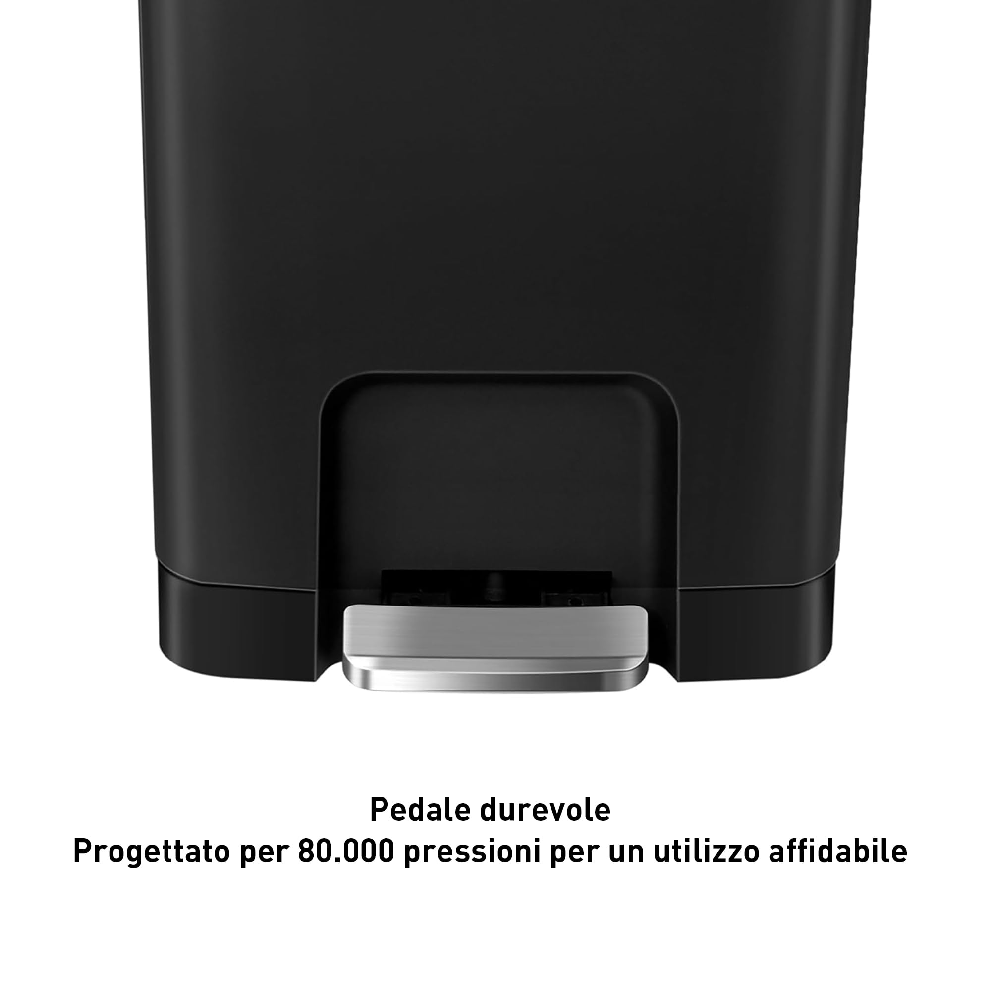 EKO HANA | Pattumiera da bagno e cucina nera da 15 litri con pedale e chiusura ammortizzata | Pattumiera compatta e moderna per bagno o cucina