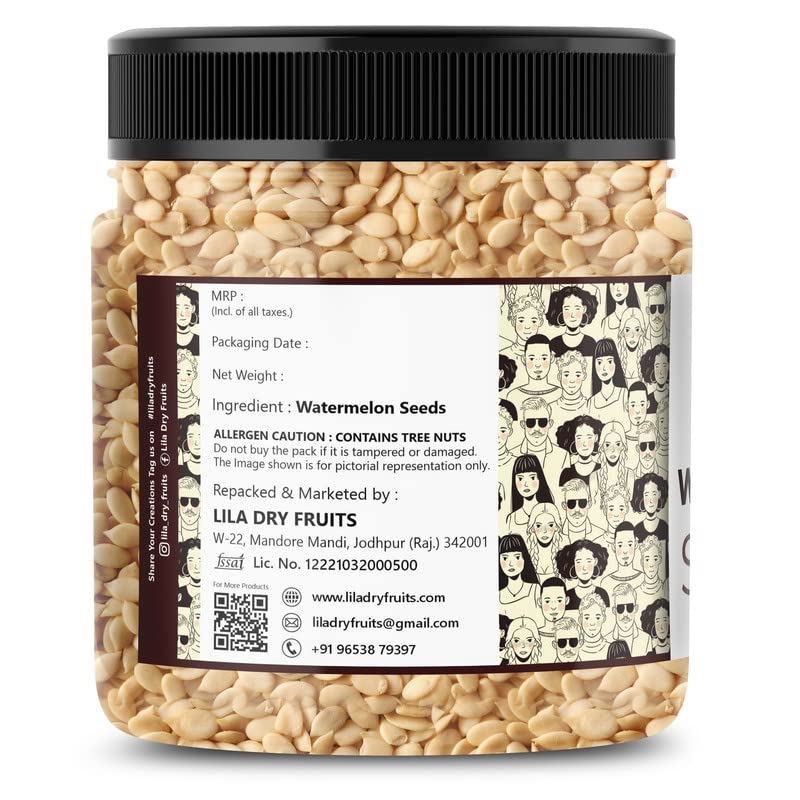 Image of LILA DRY FRUITS Watermelon Seeds 100 Grams Raw & Natural Magaj Tarbuj Tarbooj Seed | Crunchy Healthy Seeds for Eating, Salad Toppings, Snacking & Daily Nutrition Perfect for Gifting