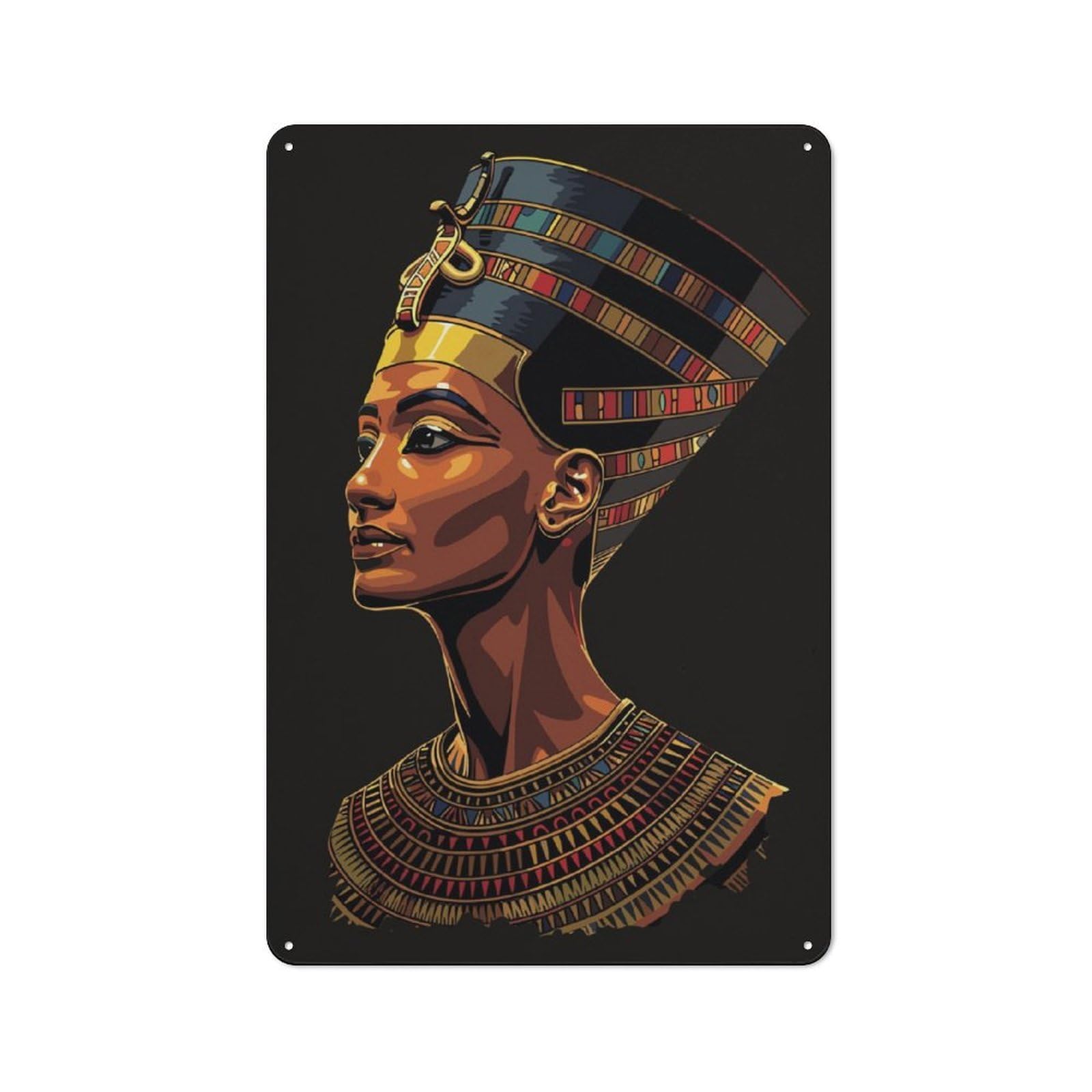 Retro Metal Sign with Nefertiti Bust Egypt Design 30x20cm, Weathered Look Shed Wall Plaque for Garage, Workshop, Shed Or Utility Room
