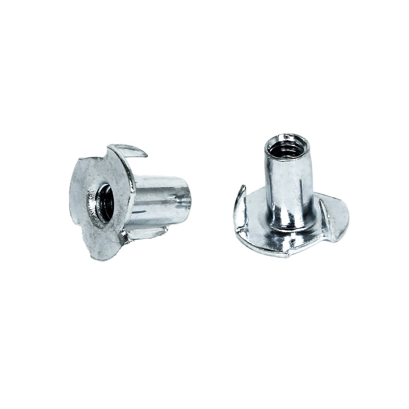 TCH Hardware 100 Pack Steel T Nuts - 1/4-20 Thread, 9/16 Inch, 3 Prong Zinc Coated For Wood & Panels