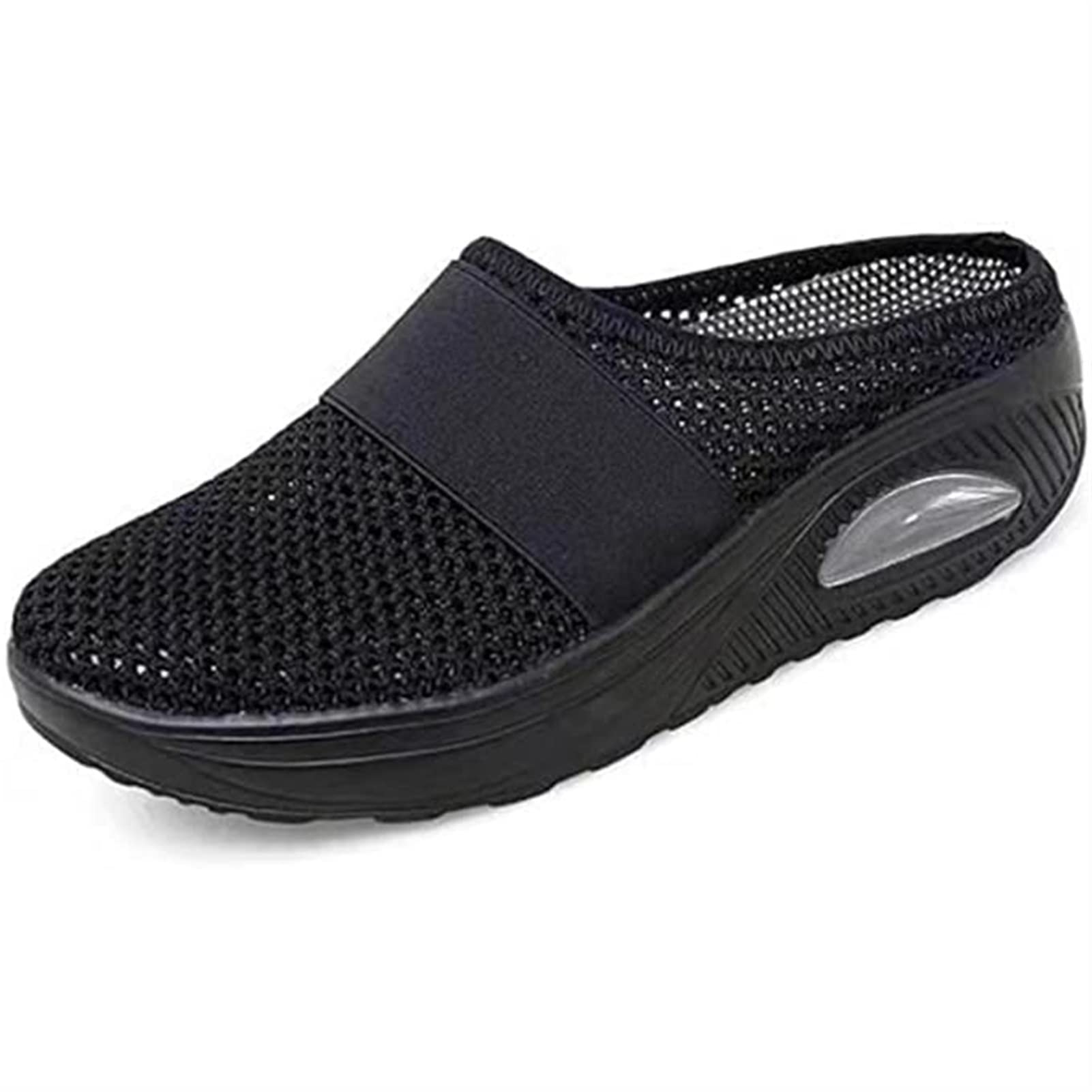 Clogs Soft Slippers Women's Mules Mesh Sabot With Orthopedic Air Cushion Breathable Platform Leisure Sandals Slipper Color : Black, 38 EU