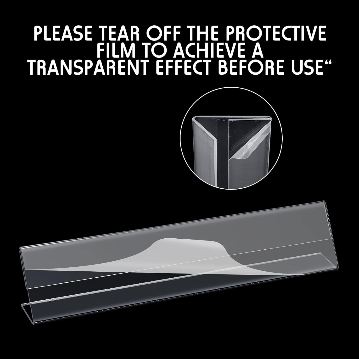 Vicenpal 20 Pcs Acrylic Name Plates for Desks 2 x 10 Inch Clear Plastic Name Tent Holder Bulk Horizontal Slant Back Tag Holder Desk Sign Frame for Office School Classroom Meeting Room Table Display - Image 3