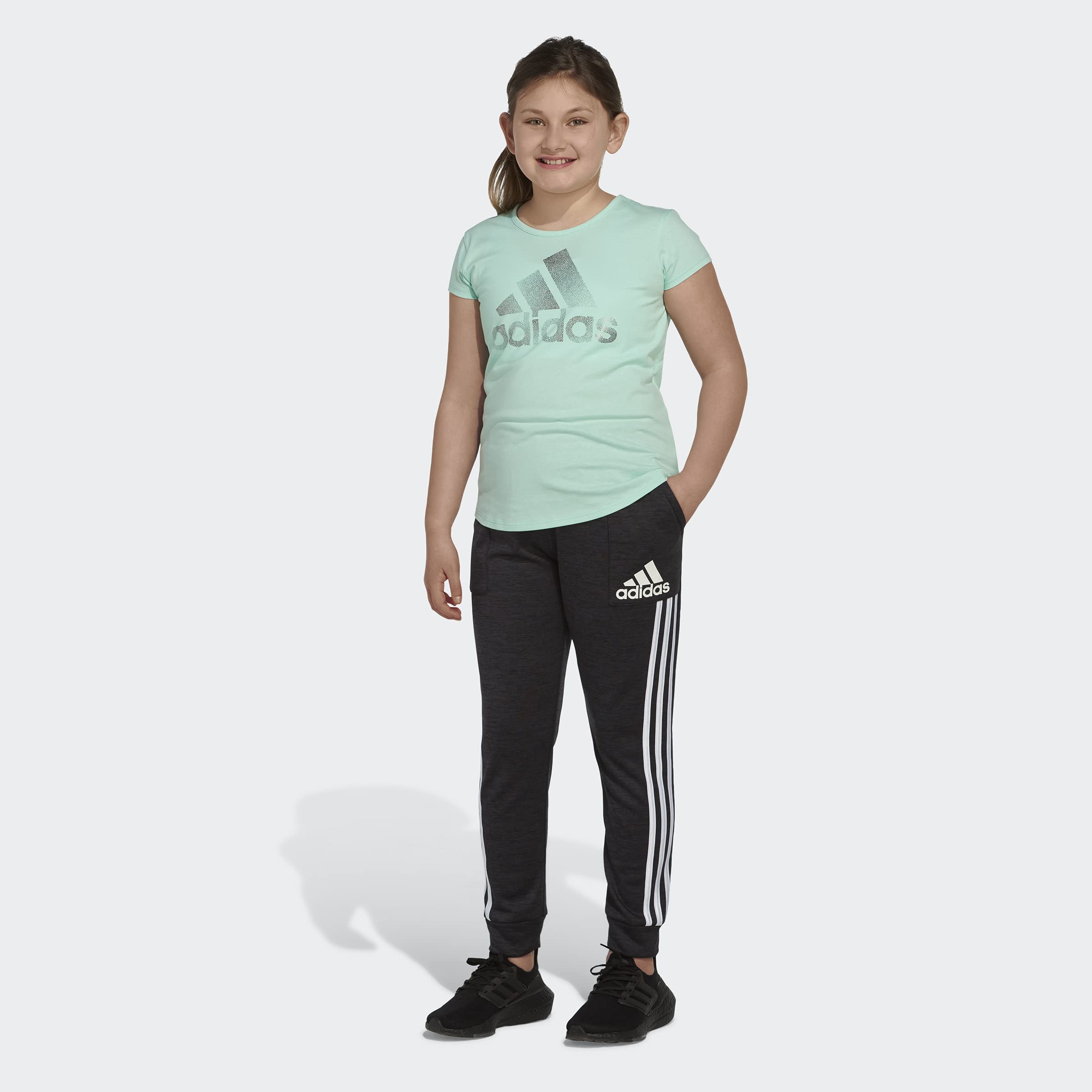 adidas girls Short Sleeve Scoop Neck Tee T-shirt T Shirt, Mint, 8-15 Years US