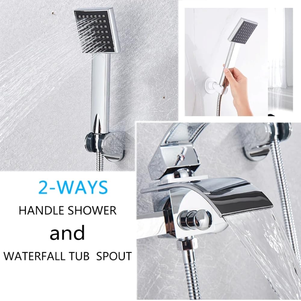 Wannenarmatur Wandmontage mit Handbrause – Badarmatur Wasserhahn für Badewanne, Chrom, Einfache Montage, Modernes Design