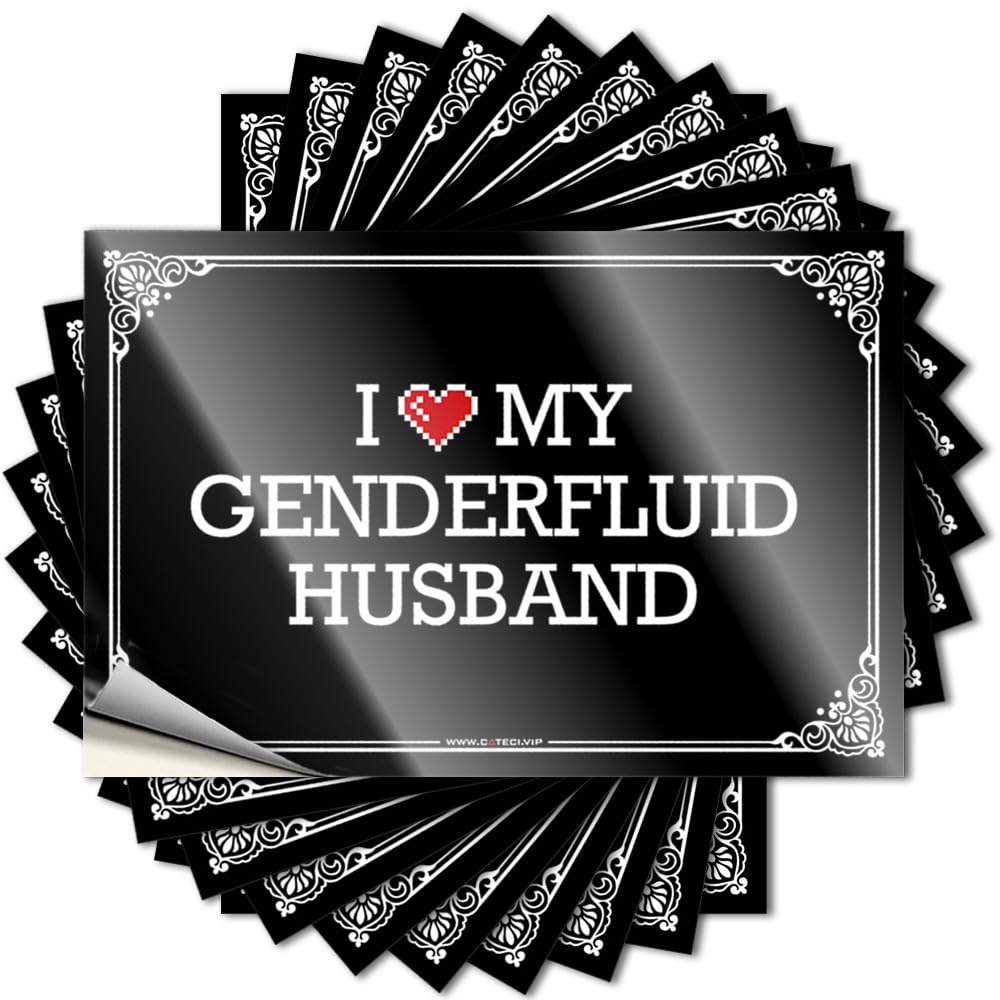 Lake House Decor Stickers Laptop | I Love My Genderfluid Husband Crazy Boss Sticker Pack(12X18CM)