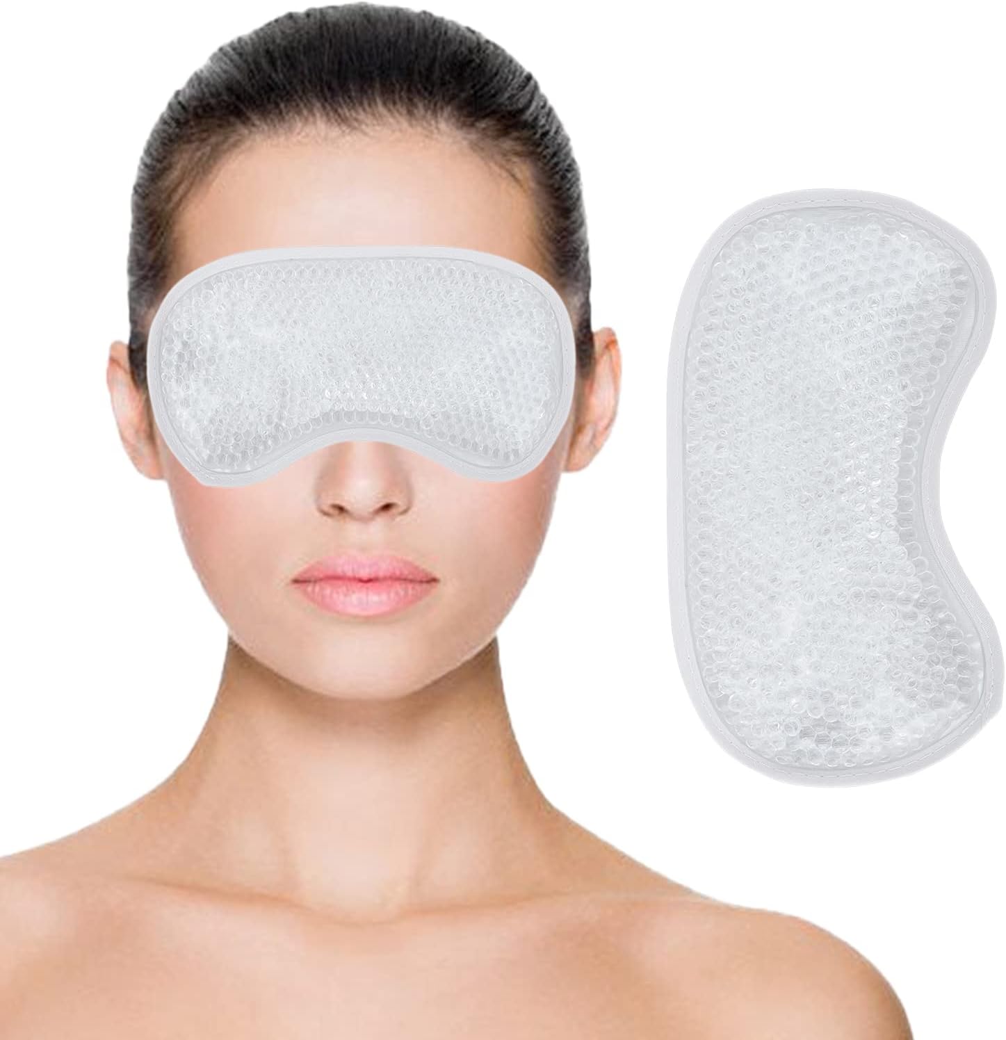 Zureni Cooling Gel Eye Mask for Undereye Dark Circles & Puffiness Reusable Multipurpose Forehead Cool Ice Pack for High Temperature & Headache Hot Cold Compress Pad for Men & Women (White)