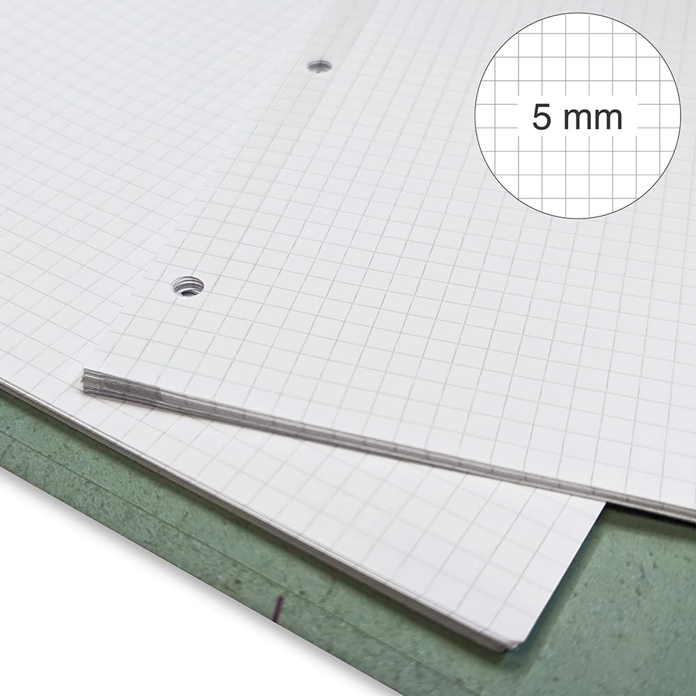 BM BeMore Ricambi Bandup A4 Con Banda Rinforzata Rigatura 5Mm Quadretti Con Margini 40 Fogli Carta 90G/Mq