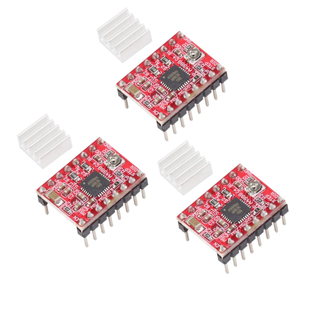 Ferwooh 3PCS Stepper Motor Driver Module with Heat Sink for Stepper A4988 3D Printer Reprap