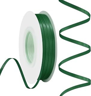 Forest Green Satin Ribbon 1/8 Inch 50 Yards Double Faced Polyester Satin Ribbons for Gift Wrapping DIY Crafts Weddings Invitations Flower Bouquet Bow Making Home Decor Sewing