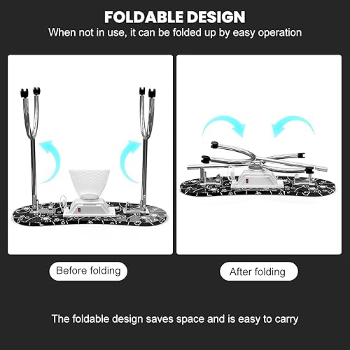 Miniatura 4 de Paddie Mesa de manicura portátil y plegable con colector de polvo integrado ruedas giratorias de 360 lámpara de mesa LED con enchufe USB