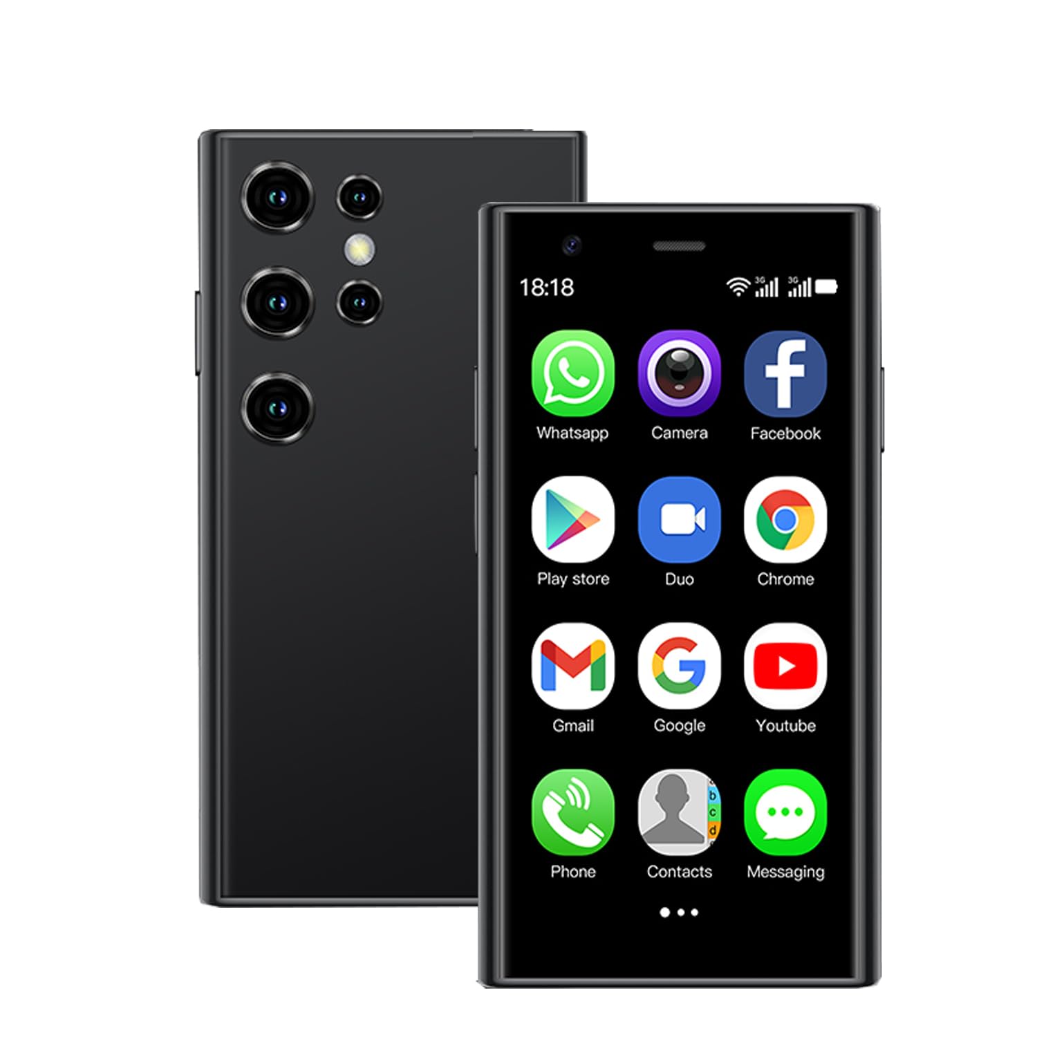 Longben Mini Smartphone Unlocked Cell Phone 3.0 Inch Android 3G Small Mobile Quad Core Small Mobile Phone Dual SIM 2+16GB (Black)