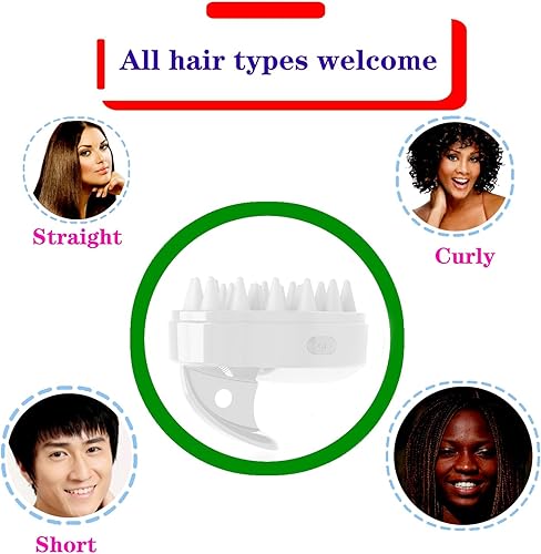 Miniatura 4 de Masajeador recargable del cuero cabelludo, cepillo de masaje de cabeza vibratoria (blanco)