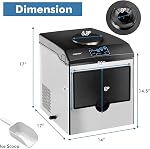 COSTWAY 2-in-1 ice maker with built-in water dispenser, 48 lbs per day, S/M/L size ice cubes, 5 lbs storage basket, fast in 6 mins, stainless steel ice maker with expandable chilled water spout