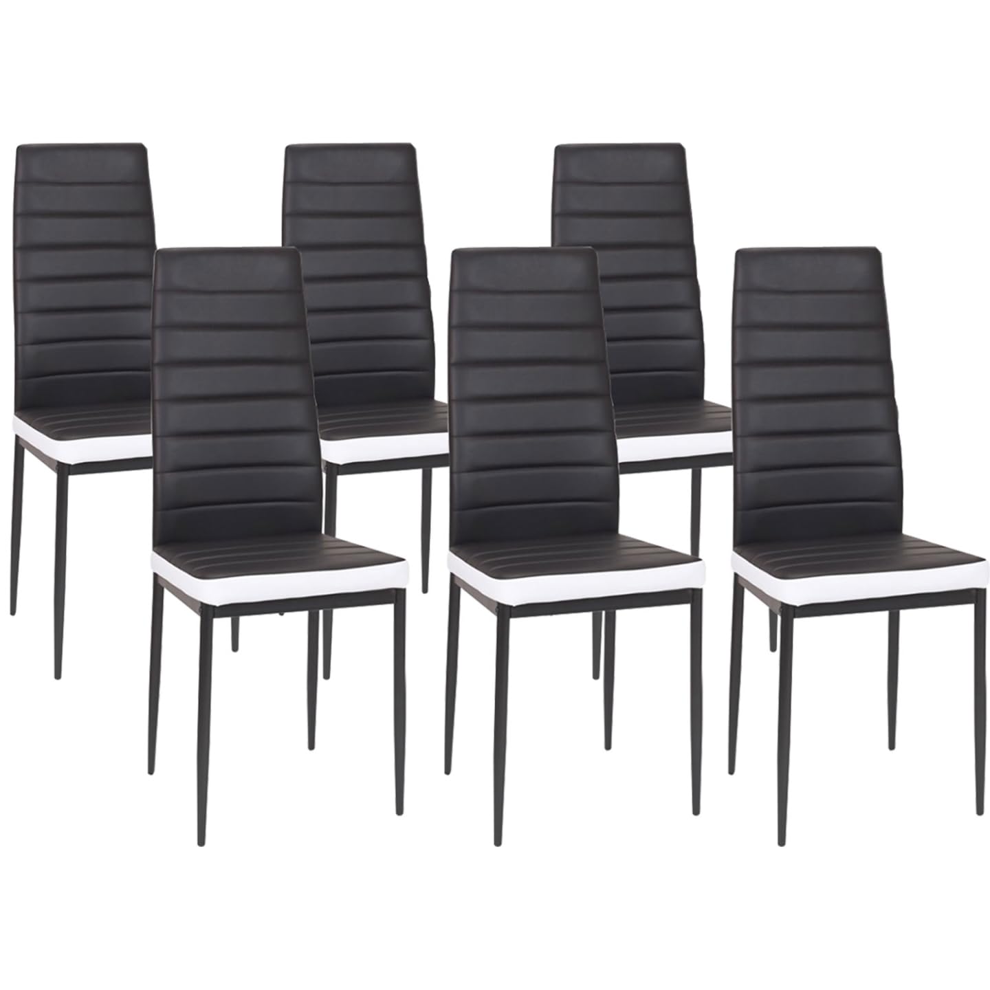 IDMarket - Ensemble Table à Manger Georgia 140 cm Blanche et Noire et 6 chaises Romane Noires liseré Blanc
