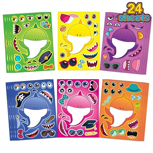 24 Sheets Make a Shark Stickers for Kids, Ocean Animals Arts and ...