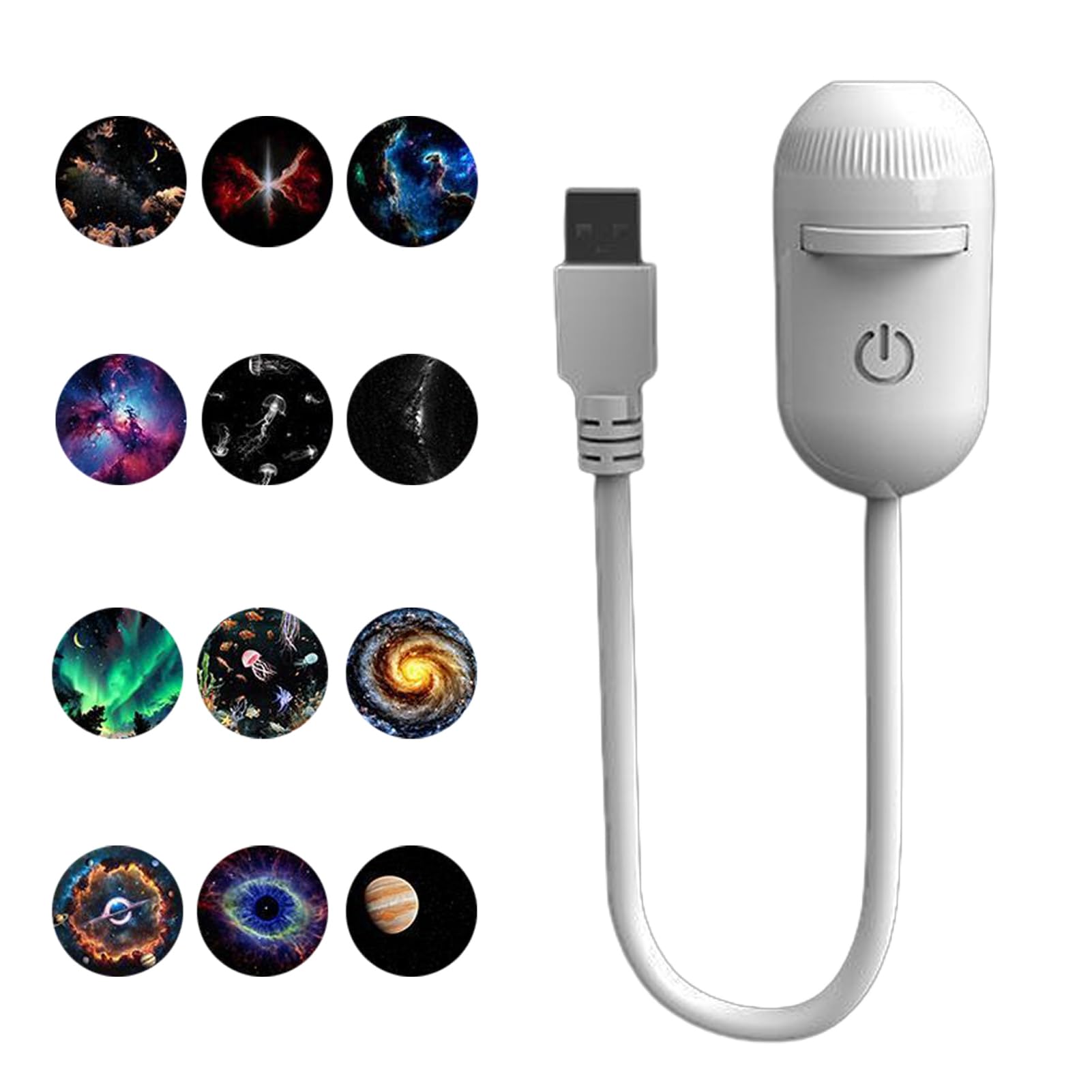 2-in-1 Galaxy-Projektor-Nachtlicht, USB-Galaxy-Projektor mit 12 verschiebbaren Projektionsfilmen, 360° verstellbares 2-in-1-Nachtlicht + Galaxy-Projektoren, Sternen-Nachtlicht-Projektoren für Auto