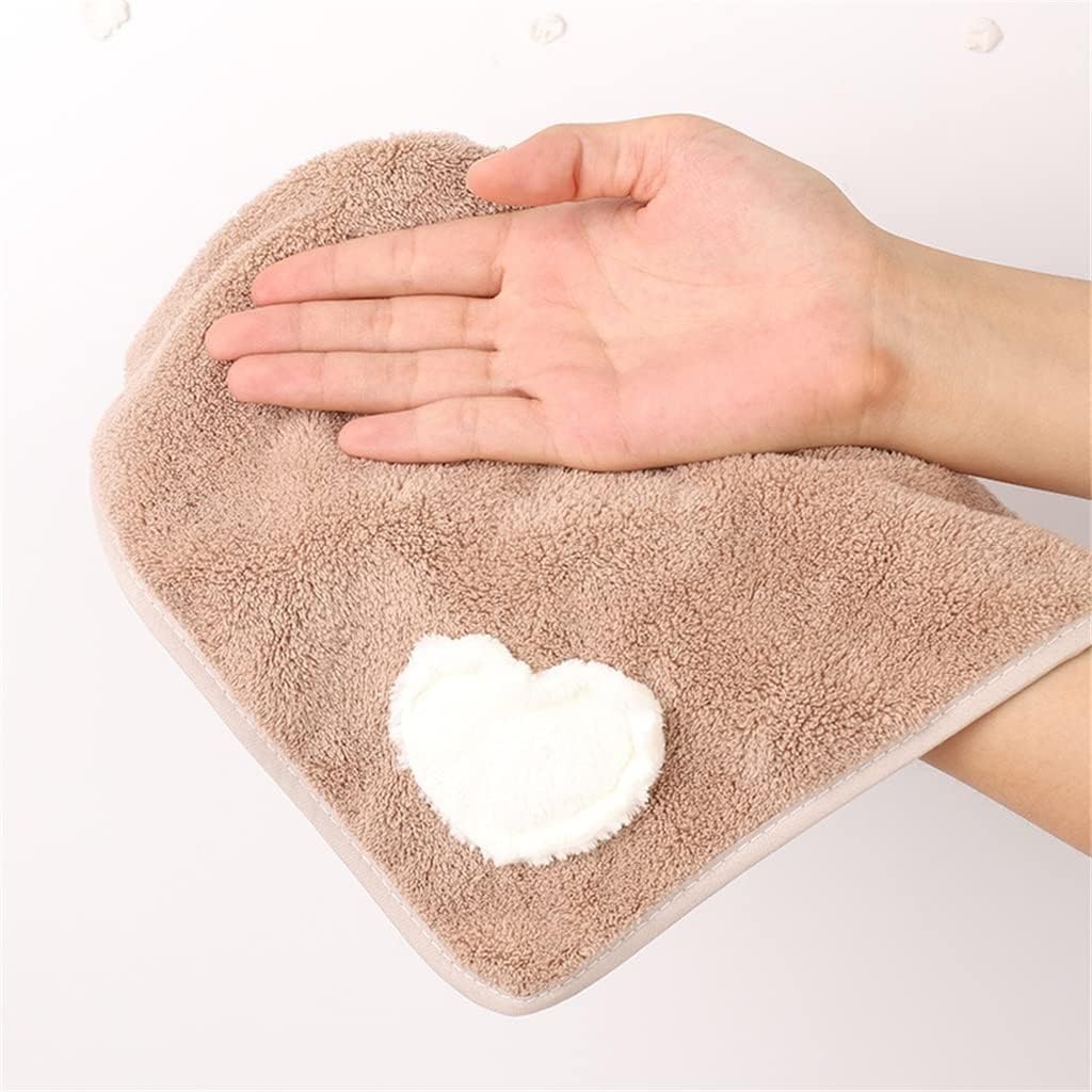 Coral Velvet Heart Embroidery 4-Pack Bow Hand Towel Hanging Cloth Absorbent Rag Kitchen Supplies (Color : A, Size