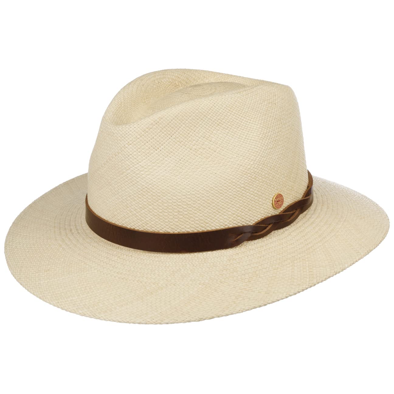 Mayser Sombrero Panamá Enrico Traveller Hombre - Made in The EU de Sol Paja Verano con Banda Piel Primavera/Verano