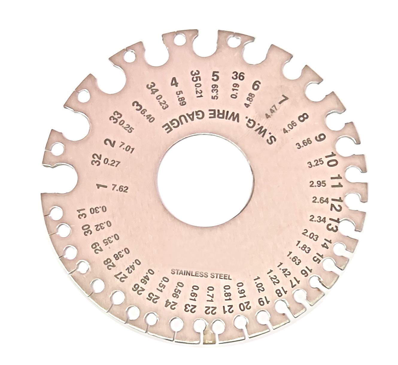 ISC Round Thickness Stainless Steel Wire Gauge Diameter Gage Metal Inch Measurement Instrument