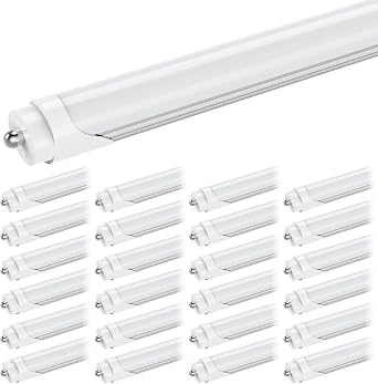CNSUNWAY 8FT T8 LED Tube Lights 25 Pack - 50W 130W Equiv. High-Output 5000K Daylight, 5400LM, FA8 Single Pin Ballast Bypass, Frosted Cover for T8/T10/T12 Fluorescent Replacement in Garage, ETL