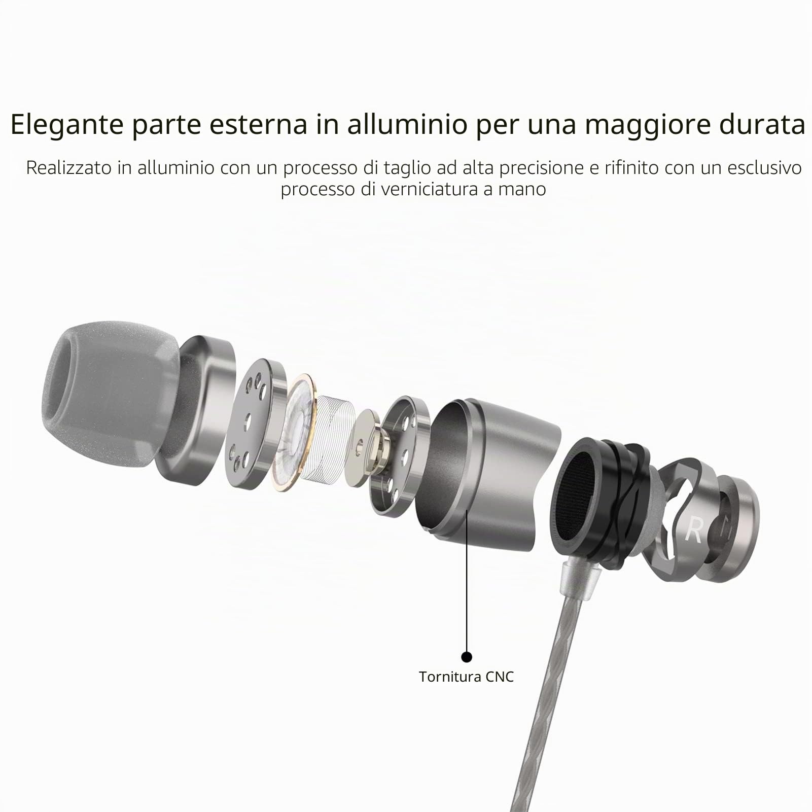 SoundMAGIC E11 Auricolari Cablati Senza Micro, HiFi, Jack 3,5mm, Arg Scuro | Suono equilibrato, bassi ricchi, corpo alluminio, cavo anti-groviglio, vestibilità confort