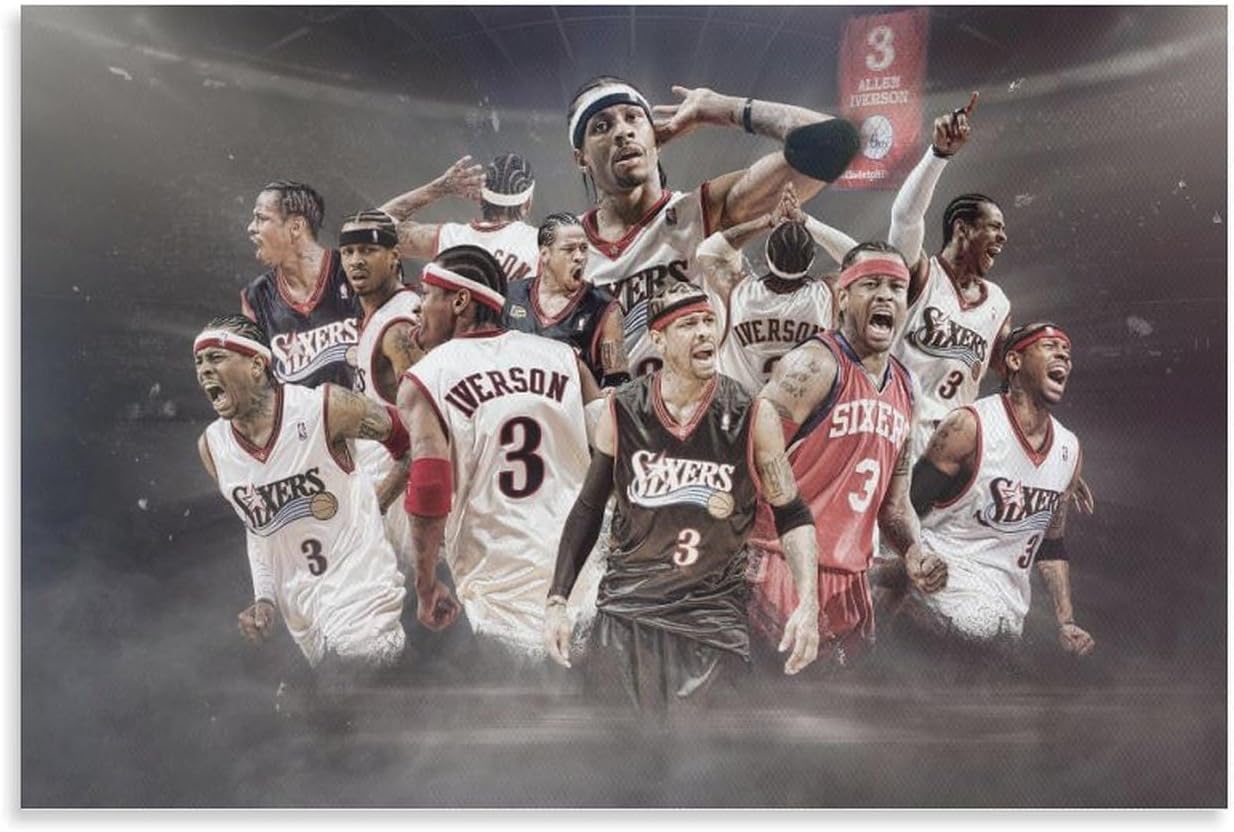 Allen Iverson アレン・アイバーソン写真 プリント キャンバス 絵画 壁アート モダン ホーム装飾 ぶら下がる ポスター