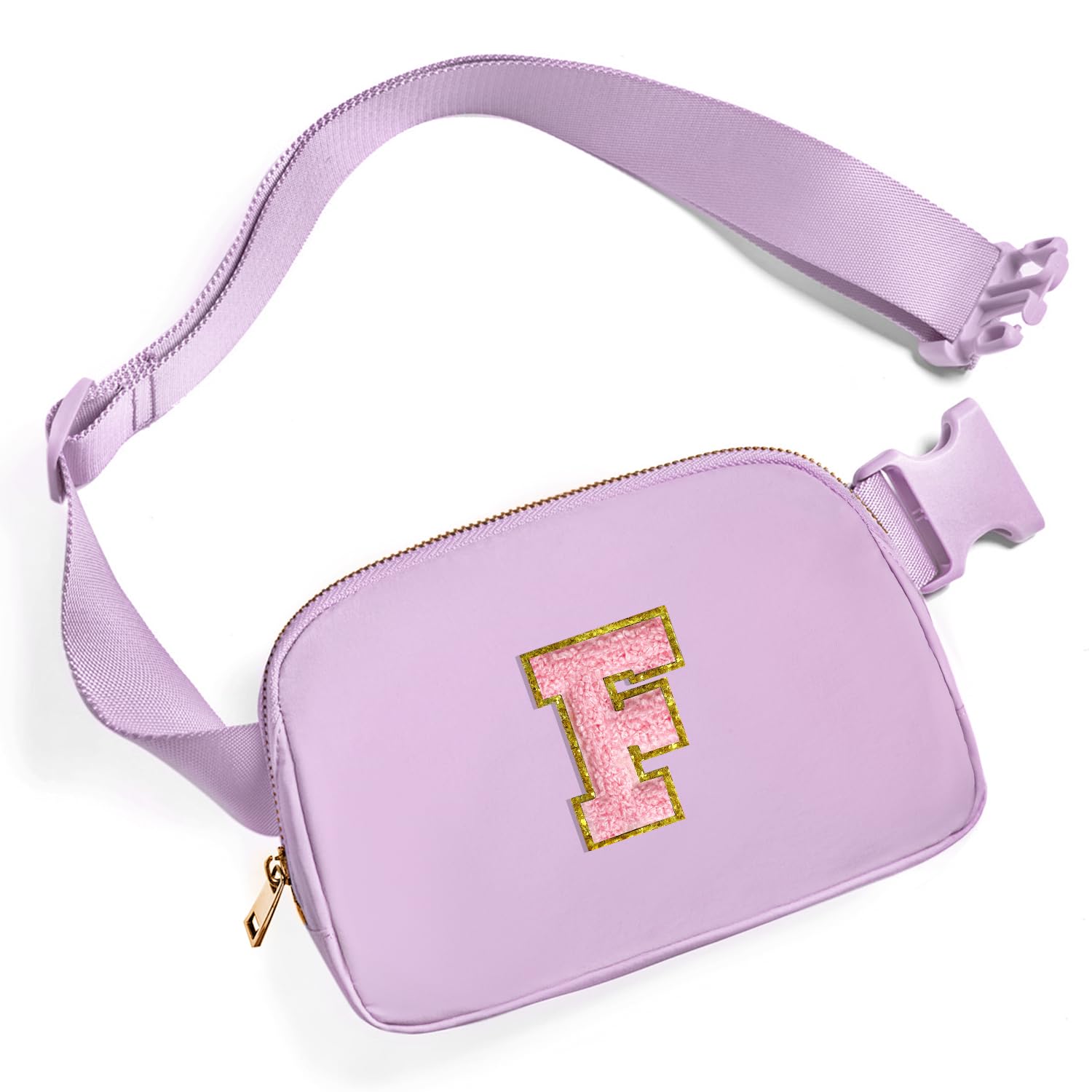 Gitus Gifts for 7 8 9 10 11 Year Old Girls Belt Bag Fanny Pack Crossbody Bags with Initial Letter Patch Birthday Gifts for Daughter Sister Friends Teen girls (Lavender-F)