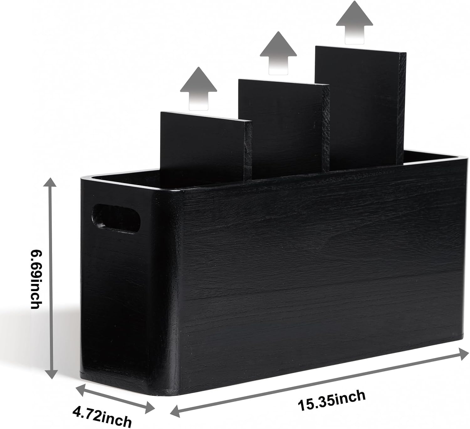 Extra Large Farmhouse Utensil Holder for Kitchen Counter, Large Wooden Utensil Holder with 4 Compartments, Black