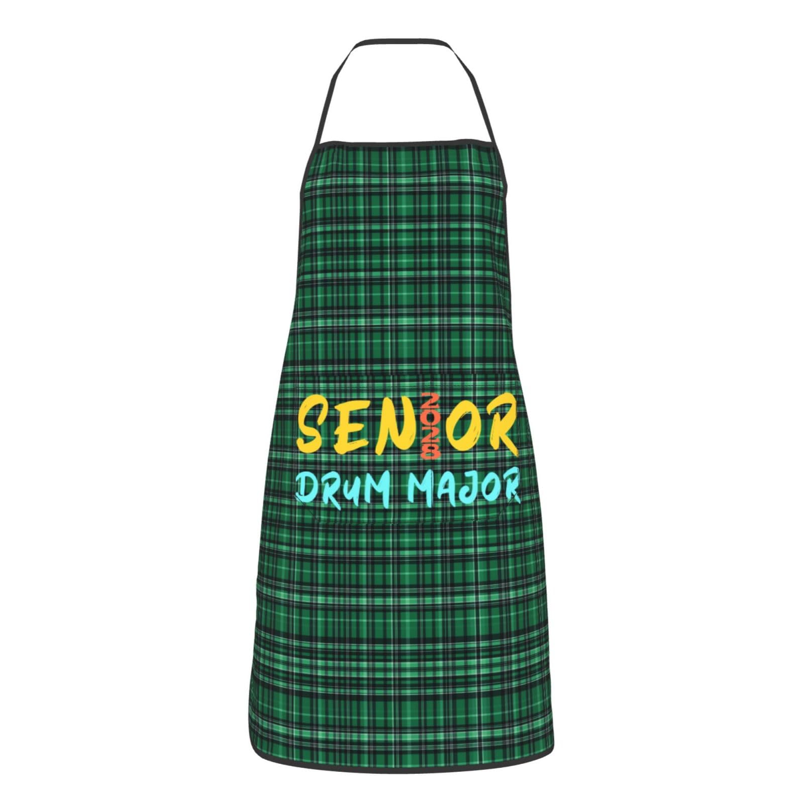 nopicsn Senior 2028 Drum Major Apron for cooking with Pockets Women Men Kitchen Chef Funny Aprons