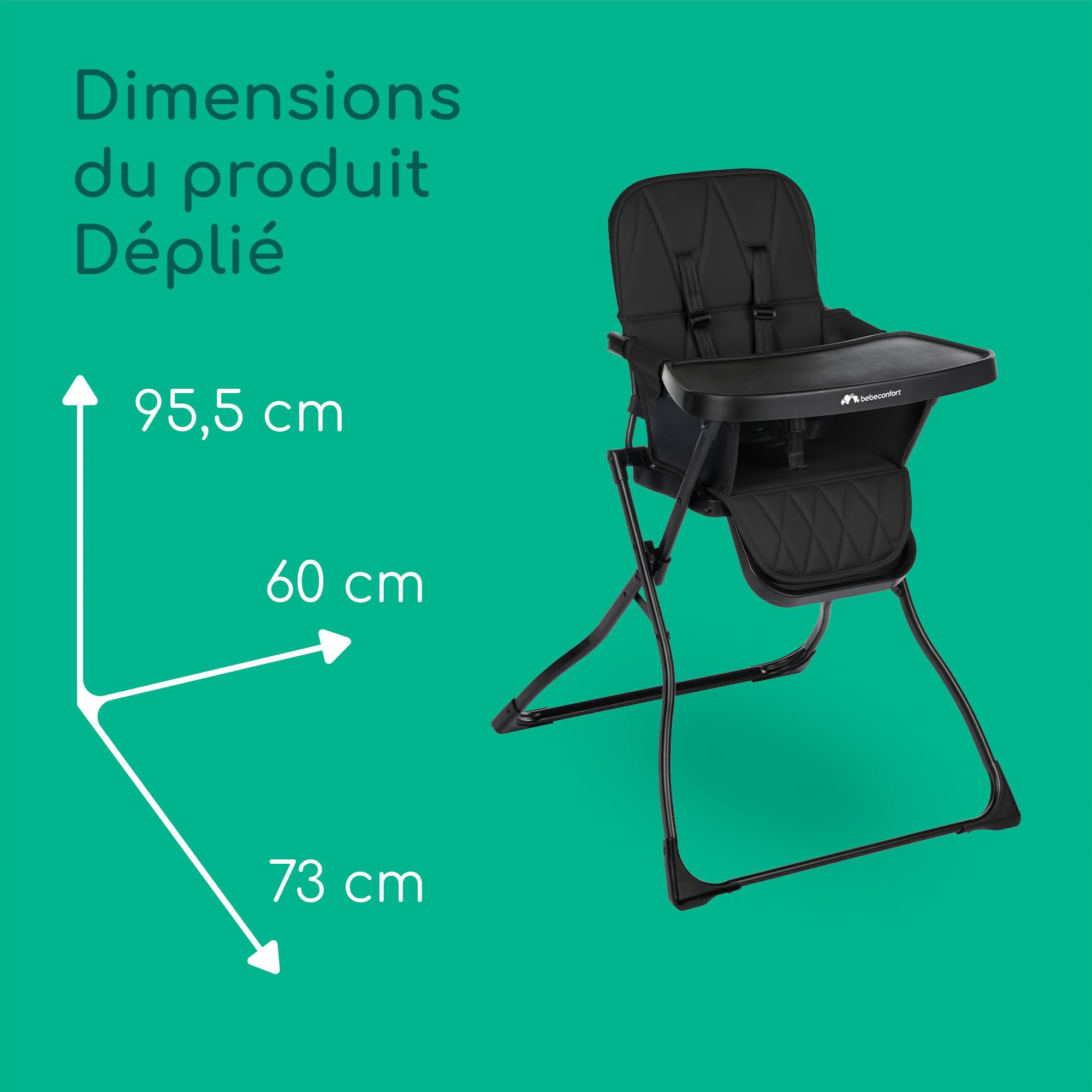 Bebeconfort Lily chaise haute bébé 6 mois à 3 ans 9-15 kg pliage compact 4 kg Tinted Graphite