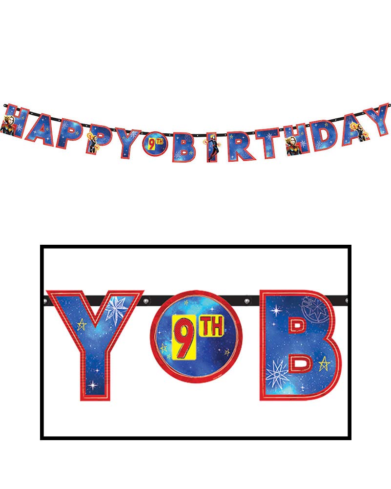 Amazon.com: amscan"Captain Marvel" Birthday Add-An-Age Letter Party Banner  Kit, 10.5', 25 Pc, Teal and Purple, One Size (122282) : Toys & Games