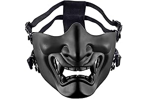 AOUTACC Half Mask Cosplay, Evil Demon Monster Kabuki Samurai Hannya Oni Half Face Cosplay Mask