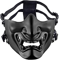 Vista 23 de AOUTACC Mascarillas de media cara Airsoft, monstruo demonio malvado, Kabuki, Samurai, Hannya Oni, máscaras protectoras de media cara, baile
