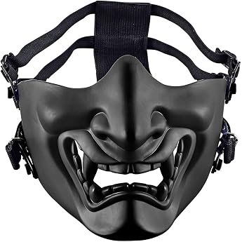 Airsoft Half Face Masks Evil Demon Monster Kabuki Samurai Hannya Oni Half Face Protective Masks Masquerade Ball Party Halloween Cs War Game