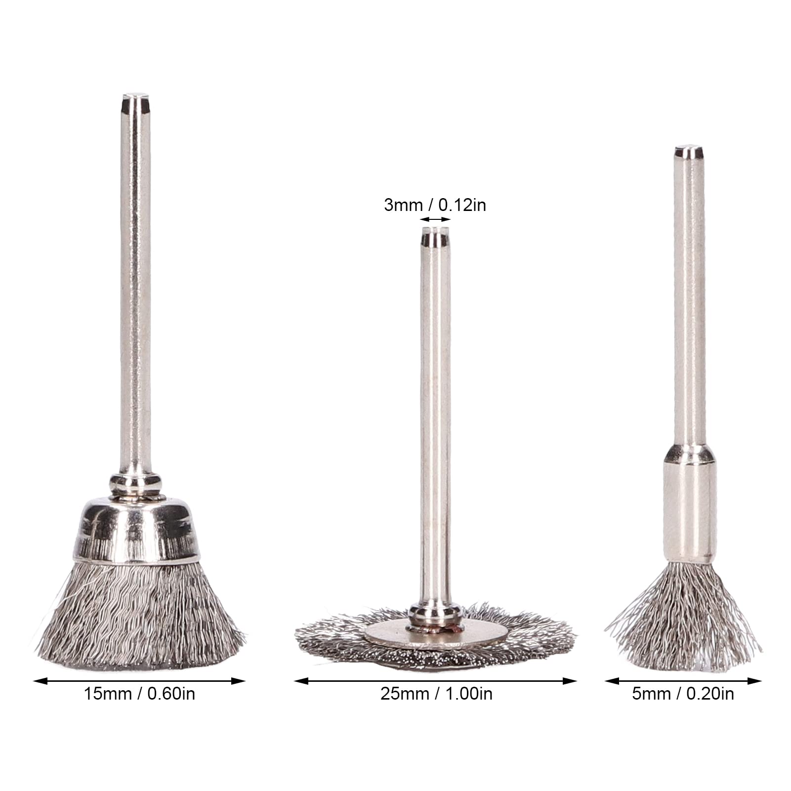 ZAWELIYO 45Pcs Polish Steel Wire Brushes Set, Small Size, Suitable for Most Non Ferrous Metals, for Microelectronic Devices, Includes Wheel, Cup, Pen Brushes