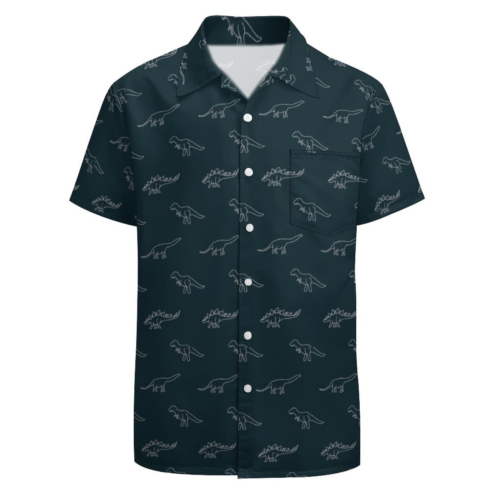 Gadzille Men's Dinosaur-Mini Hawaiian Shirt For Casual Button Down Shirt Short Sleeve Aloha Beach Shirt Party Shirt, 3XL