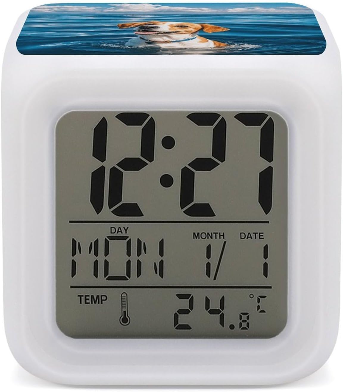 Night Light Alarm Clock, 7 Color Changing, Ocean and Puppy
