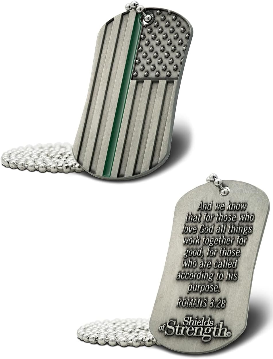 Border Patrol Thin Green Line Dog Tag - Romans 8:28