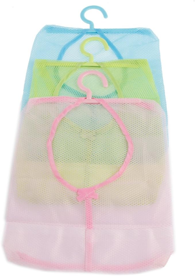 Kitchen Bathroom Hanging Storage Clothespin Hanging Mesh Bag Hook Organizer, 25*29cm, Blue